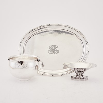 Lot 274 - Georg Jensen Sterling Silver Tray, Bowl and Compote