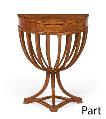Lot 231 - Pair of Biedermeier Style Burlwood Console Tables