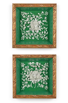 Lot 271 - Pair of French White Parian Porcelain Floral Spray Diorama Wall Plaques