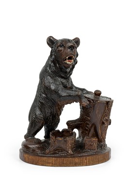 Lot 195 - Black Forest Carved Walnut Bear-Form Humidor