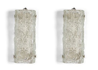 Lot 315 - Pair of Carl Fagerlund for Orrefors Glass and Nickel Sconces