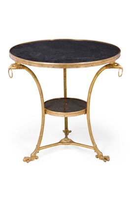 Lot 312 - Pair of Empire Style Gilt Bronze and Marble Gueridons
