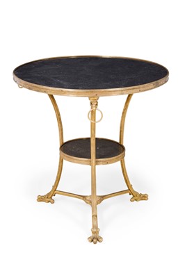 Lot 312 - Pair of Empire Style Gilt Bronze and Marble Gueridons