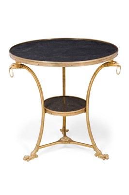 Lot 312 - Pair of Empire Style Gilt Bronze and Marble Gueridons