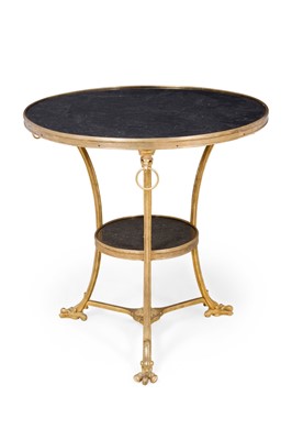 Lot 312 - Pair of Empire Style Gilt Bronze and Marble Gueridons