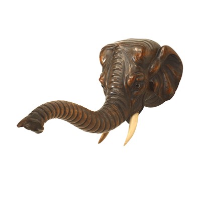 Lot 190 - Anglo-Indian Carved Walnut Elephant Bust Hat Rack