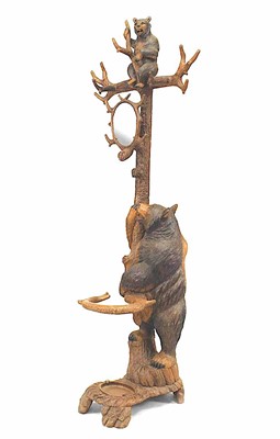 Lot 191 - Black Forest Style Carved Walnut Hatrack/Umbrella Stand