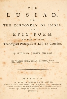Lot 141 - Mickles's translation of Camoens’ Lusiad