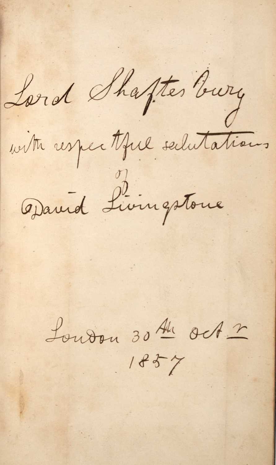 Lot 177 - David Livingstone presents his Missionary Travels and Researches to Lord Shaftesbury