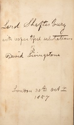 Lot 177 - David Livingstone presents his Missionary Travels and Researches to Lord Shaftesbury
