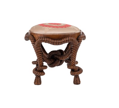 Lot 307 - Napoleon III Style Carved Walnut Rope Twist Stool