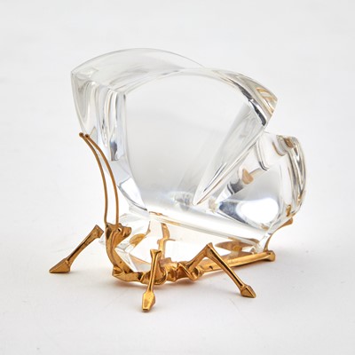 Lot 234 - Steuben 18K Gold Mounted Glass Figure of a Butterfly