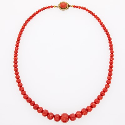 Lot 2101 - Coral Bead Necklace with Silver-Gilt and Coral Clasp