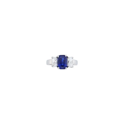 Lot 1046 - Platinum, Sapphire and Diamond Ring