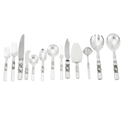 Lot 285 - Georg Jensen Sterling Silver "Scroll" Pattern Flatware Service