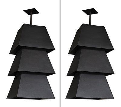 Lot 177 - Pair of Juan Montoya Black Steel Pendant Lights