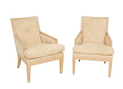 Lot 643 - Two Similar Peter Marino Art Deco Style Upholstered Bergères