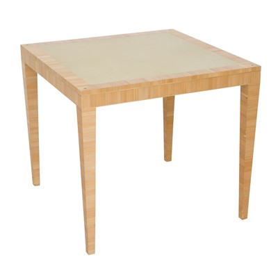 Lot 647 - Peter Marino Leather Inset and Straw Veneered Games Table