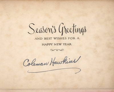 Lot 5148 - Signed by the great tenor saxophonist Coleman Hawkins
