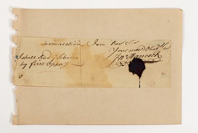 Lot 114 - An early example of John Hancock's John Hancock