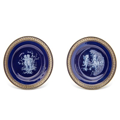Lot 377 - Set of Two Meissen Gilt-Decorated Reticulated Porcelain Pate-Sur-Pate Cabinet Plates