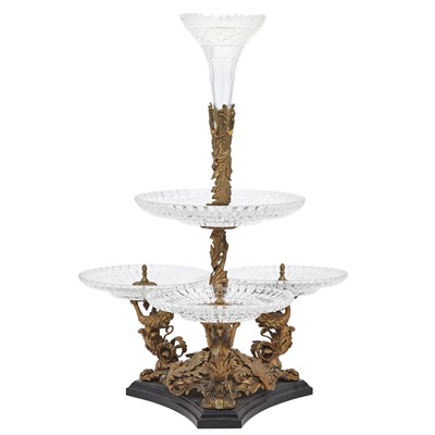 Lot 252 - French Style Gilt Metal and Molded Glass Epergne