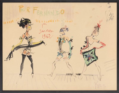 Lot 227 - A costume design for Les Ballets Roland Petit, inscribed to Fernando Sanchez