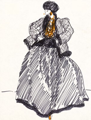 Lot 229 - A group of four fashion designs for YSL's 1976 "Opera - Ballets Russes" collection