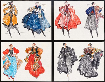 Lot 230 - A group of four colorful fashion designs from the 1976 collection,  "Opéra - Ballets Russes"