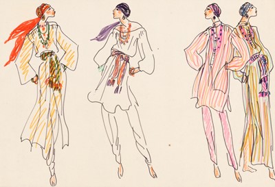 Lot 226 - Two designs from the revolutionary 1976 fall-winter collection "Opéra – Ballets Russes"
