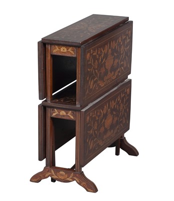 Lot 289 - Dutch Marquetry Inlaid Two-Tier Drop Leaf Table