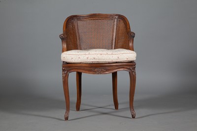 Lot 384 - Louis XV Style Fruitwood Bergere with Caned Back and Seat