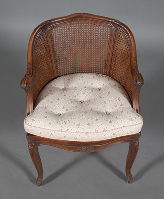 Lot 384 - Louis XV Style Fruitwood Bergere with Caned Back and Seat