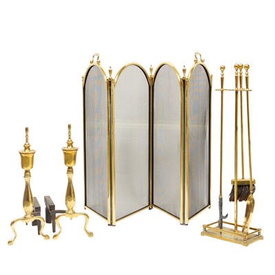 Lot 100 - Brass Fireplace Equipment