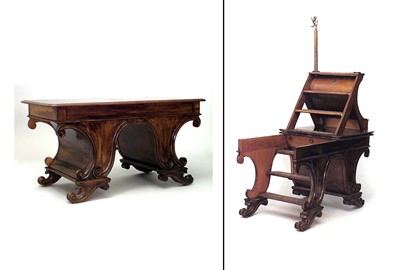 Lot 152 - English Mahogany Metamorphic Library Table/Steps by John Bodey