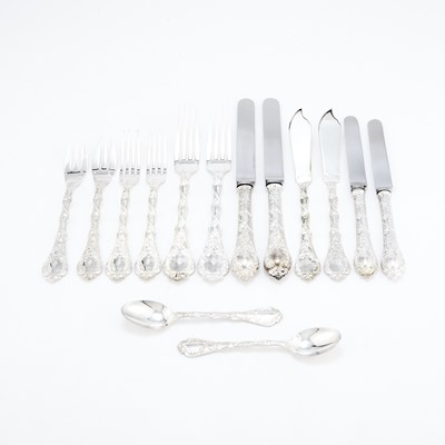 Lot 223 - Odiot Sterling Silver "Demidoff" Pattern Flatware Service