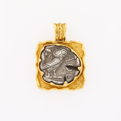 Lot 2050 - Gold and Silver Tetradrachm Coin Pendant