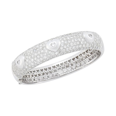Lot 108 - White Gold and Diamond Bangle Bracelet