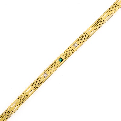 Lot 2105 - Gold, Emerald and Diamond Bracelet