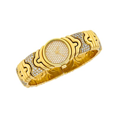 Lot 235 - Bulgari Gold and Diamond 'Parentesi' Bracelet-Watch, Ref. BJ01