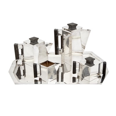 Lot 287 - French Art Deco Silver Plated Tea and Coffee Service