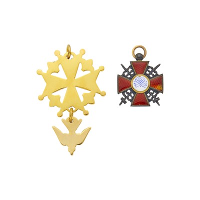 Lot 91 - Russian Gold, Silver and Enamel Order of St. Anne Pendant