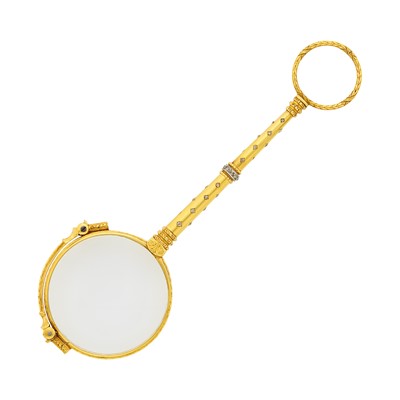 Lot 1073 - Belle Époque Gold, Platinum and Diamond Lorgnette, France