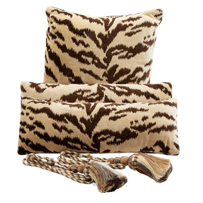 Lot 188 - Three Leopard Pillows and a Pair of Drapery Tiebacks