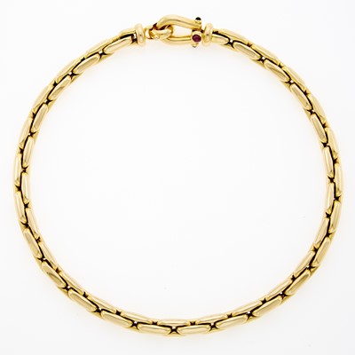 Lot 2080 - Gold and Cabochon Colored Stone Necklace