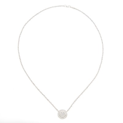 Lot 1065 - White Gold and Diamond Pendant-Necklace
