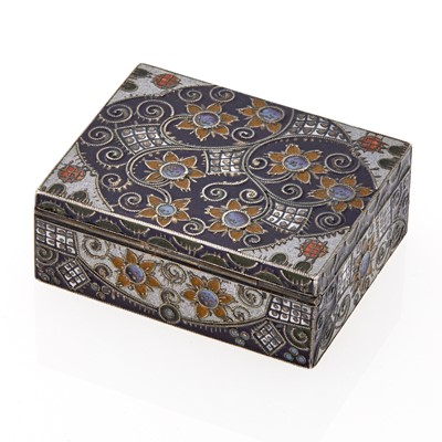 Lot 105 - Fabergé Silver and Cloisonné Enamel Covered Box