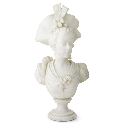 Lot 353 - Carved Carrara Marble Bust of Maiden