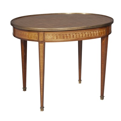 Lot 238 - Louis XVI Style Tulipwood Inlaid Oval Writing Table