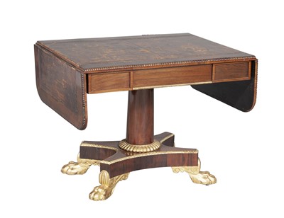 Lot 166 - Regency Style Parcel-Gilt Rosewood Inset Leather Sofa Table